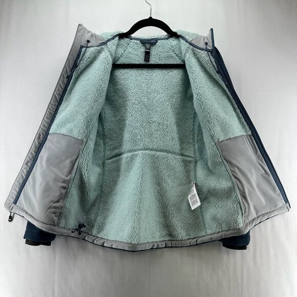 Mountain Hardwear Jacket Womens XS Softshell Sherpa Lined Hoodie Full Zip Blue - Picture 2 of 11